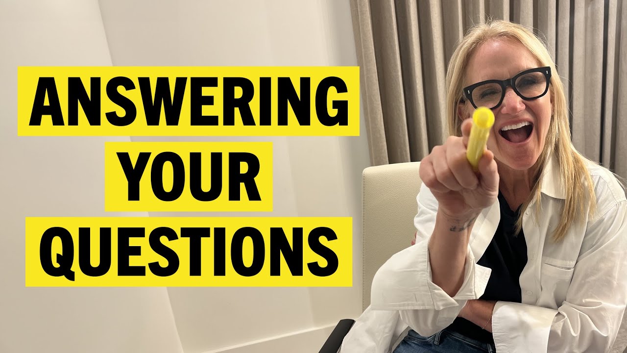 Mel Robbins pointing at a webcam with the words ANSWERING YOUR QUESTIONS across the frame